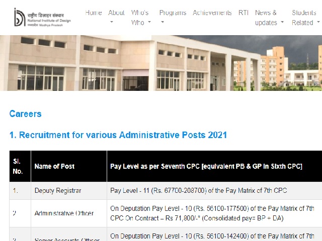 NID MP Recruitment 2021: Apply Online for Administrative Officer, Account Officer and others@nidmp.ac.in, Download PDF